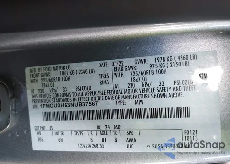 2022 Ford Escape Sel from USA, damaged, VIN 1FMCU0H63NUB37567